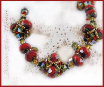 Handmade Bracelet, Beaded Bracelet, OOAK Bracelet , Beadwork Bracelet, Red Bracelet, Jewelry Bracelet