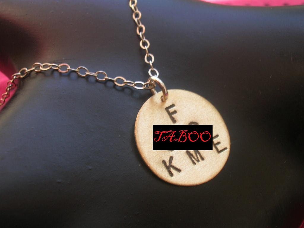 F .CK ME Necklace--Brass Disc Necklace, Round Charm Necklace, Brass Pendant, Mature, Fuck Necklace, Fuck Me, Slut, Whore, Cunt, Metal Taboo