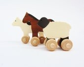 Farmyard Animal Set- Wooden Waldorf  Farm Animals- Cow Horse Sheep