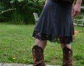 Black Organic Cotton Half Slip Extender Skirt Summer Petticoat withYour Choice of Lace Sustainable Fashion Made to Order Under Skirt