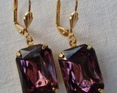 Dangle Earrings Amethyst Purple Estate Style Rhinestone Drop Earrings Art Deco Downton Abbey Jewelry Jewellery WINDSOR Amethyst
