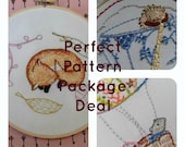 Perfect Pattern Package Deal Hand Embroidery PDF Patterns Balloon Mouse Sleeping Fox and Hedgie