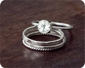 White Topaz Solitaire // Custom Sterling Silver Ring