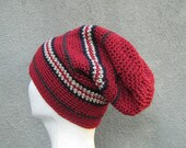 crochet slouchy beanie/ burgundy wine
