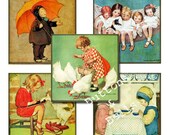 Digital Scrapbook - Jessie Willcox Smith - Vintage Children - 2x2 tiles - vintage squares - Scrapbooking - Collage