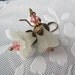 Victorian Flower Earrings - Lucite, Glass, Rose-Peach Swarovski Crystal, Antique Brass