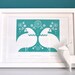 Winter Ptarmigan in Turquoise- Hand Pulled, Signed, Gocco Screen Print