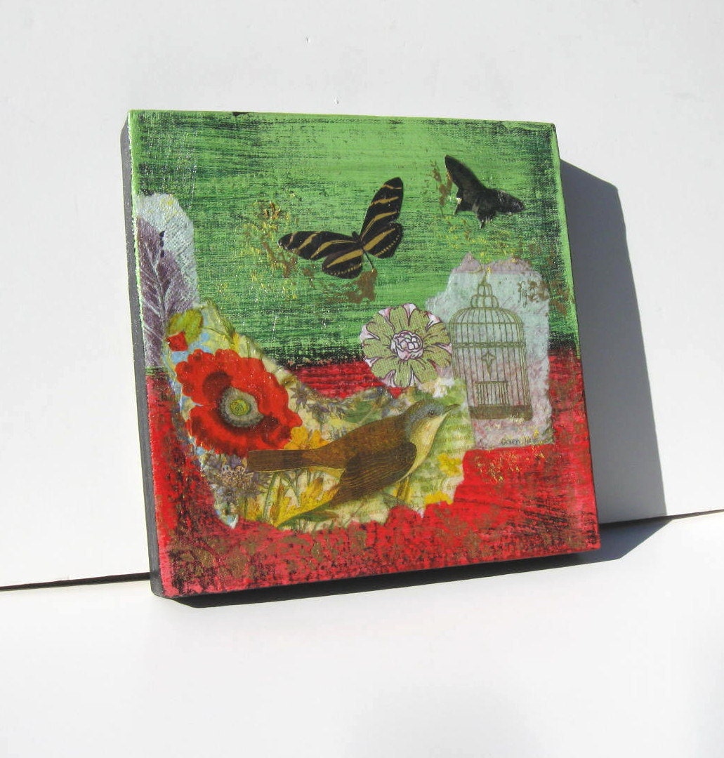 Butterflies Mixed Media Art on Canvas Original Painting