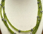 SALE - Green Glass Crystals Multi Strand Necklace