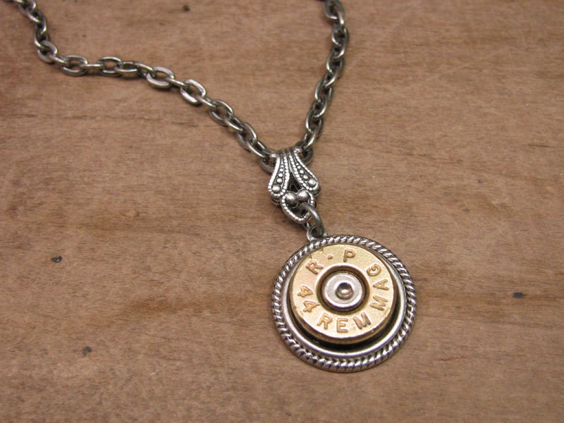 Bullet Jewelry - Conservative, Yet Edgy 44 Magnum or 45 Auto Single Bullet Casing Pendant Necklace