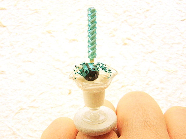 Cute Food Ring Candy Vanilla Ice Cream Miniature Food Jewelry