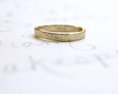 14k yellow gold purity ring . true love will wait ring . vine leaf gold stacking ring . recycled gold heirloom promise ring