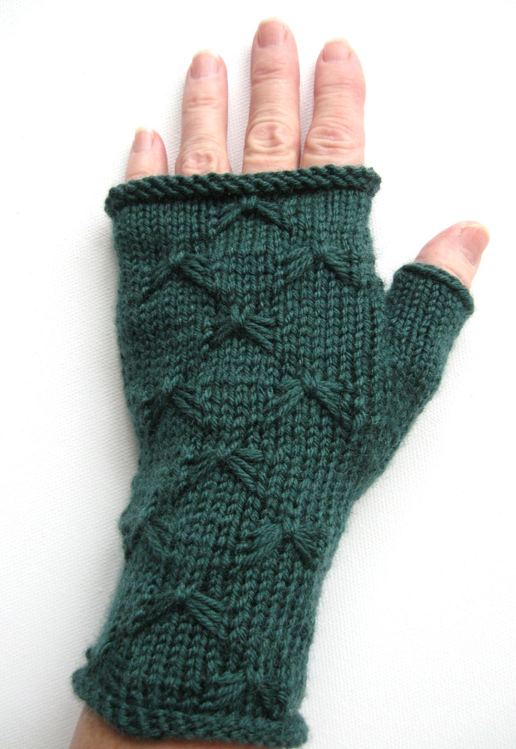 Green Fingerless Gloves for Women