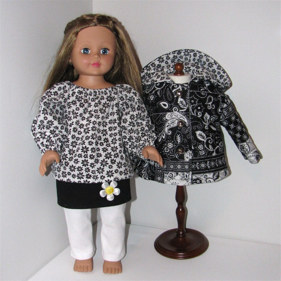 Black and White Four Piece Jacket Set, Fits American Girl and 18 Inch Dolls