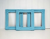 Three Classic Chic Ornate Blue Wall Frames in Aqua by speckleddog on Etsy - avidteam - tt team