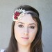 ON SALE-vintage lace tie headband, wine and roses