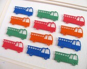 SALE 3D Fire Trucks All in Rows - Red. Blue. Green. Orange. 5X7