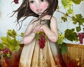 Fine Art Print - "sombrer dans" - Little Vineyard Girl - 8x10 or 8.5x11 Medium A4 Premium Hahnemuhle Giclee Print by Jessica Grundy