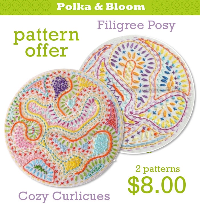 Embroidery Pattern Set: Cozy Curlicues and Filigree Posy PDF