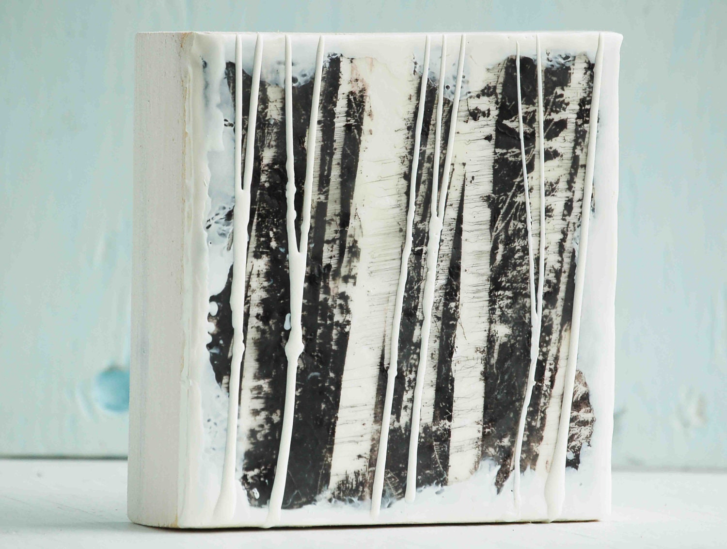 White TREE Forest  Original Encaustic Painting