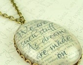Shakespeare Jewelry - Tempest Literary Glass Necklace - As Dreams Are Made On