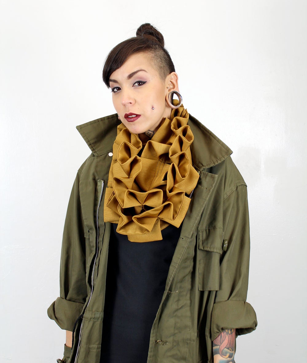 SALE KOMO Neck Garland Scarf Pinstriped in Harvest Yellow