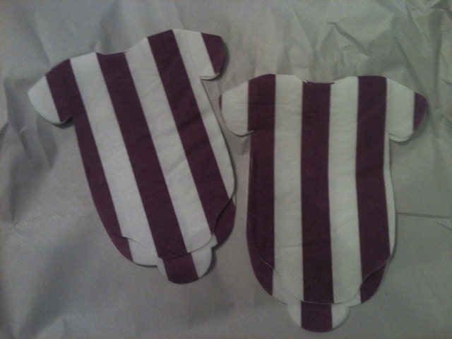 Pack of 30 striped Baby shower onesie napkins or banner decoration. Purple and white. Il_170x135