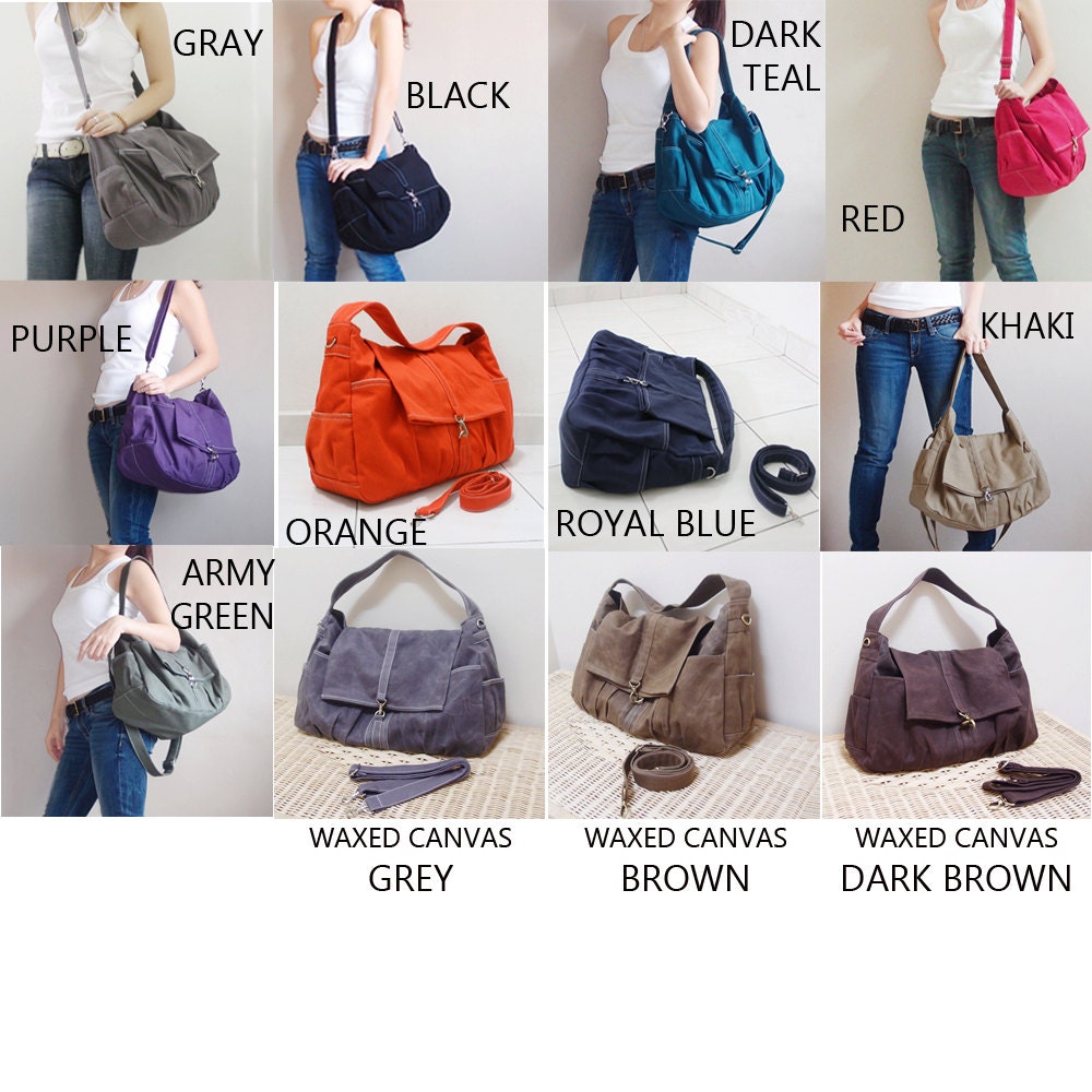 MAY Sale - Dark Teal Canvas Women Shoulder Bag, Messenger bag, Tote, Hobo, Diapers Bag, School Bag, Handbag - KINIES CLASSIC
