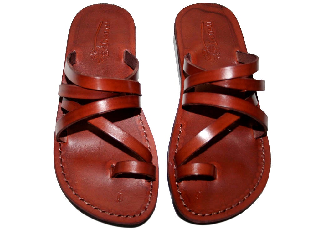 Brown Buckle-Free Leather Sandals