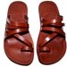 Brown Buckle-Free Leather Sandals