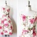 1950s dress / vintage 50s floral party dress / pink and white princess dress