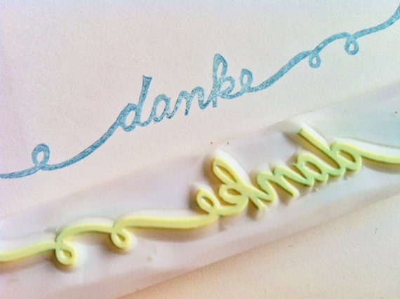 danke hand carved rubber stamp. hand carved stamp. message rubber stamp. handmade.