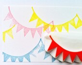 party banner hand carved rubber stamp. hand carved stamp. handmade.