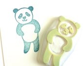 panda rubber stamp. hand carved rubber stamp. hand carved stamp. standing panda