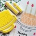 cake rubber stamp. hand carved rubber stamp. handmade rubber stamp. wedding. birthday. 2candles. set of 3. no2.