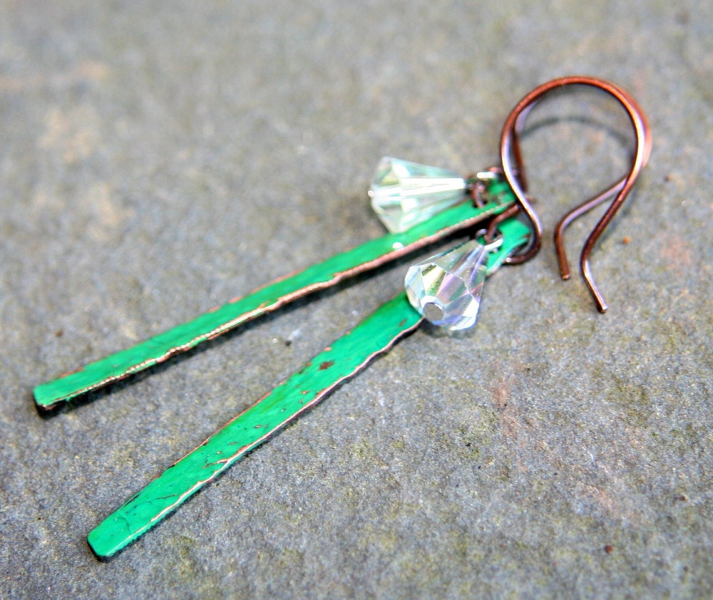 Vintage color earrings Pure copper sticks