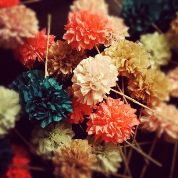 Custom Colors ... 6 tissue paper pom flowers // beach wedding // birthday party // rehearsal dinner // party decorations Il_570xn