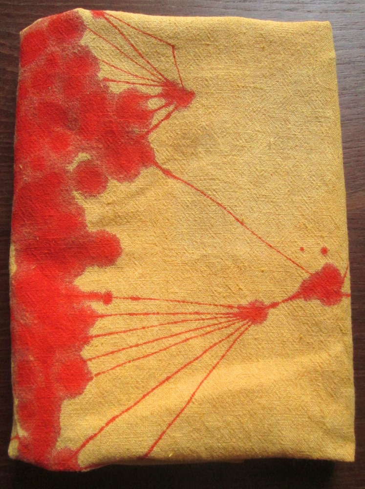 ink blot textile, orange & yellow