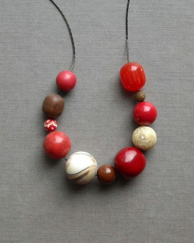 bone deep necklace - vintage lucite and gunmetal