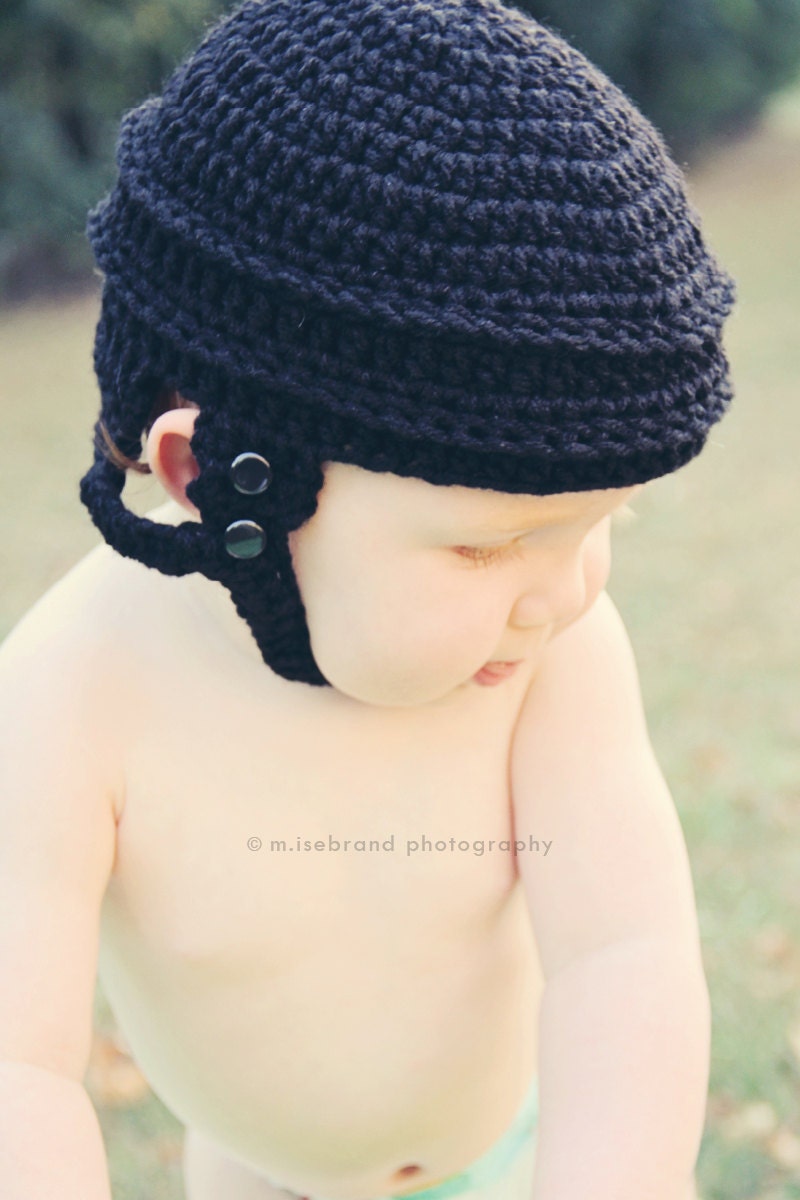 Hockey Helmet Hat - Crochet Photo Prop.