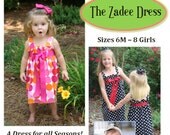 The Zadee Dress Pattern - PDF File - Ruffle Top Dress with Interchangeable Ribbon Belt