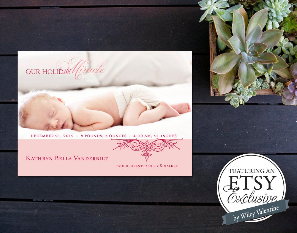 Holiday Miracle Custom Baby Announcement (((ETSY EXCLUSIVE)))