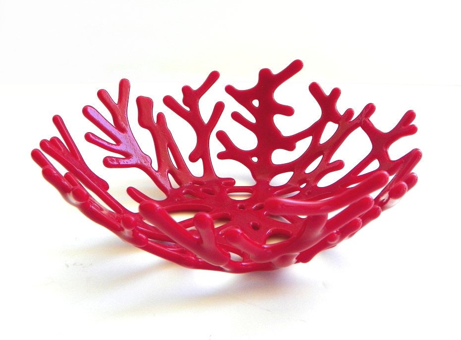 Christmas Red Art Glass Coral Bowl - Unique Holiday Gifts