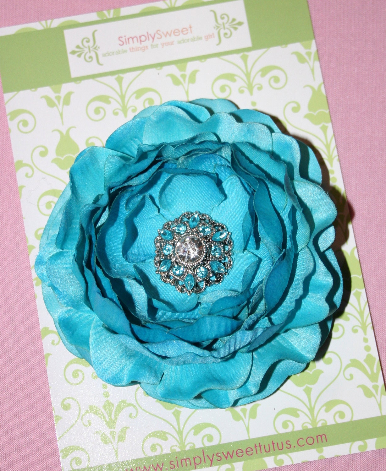 New Item  -  Aqua Blue Teal Ranunculus Flower Hair Clip - Baby/Infant/Toddler/Teen Girl - Perfect for Special Occasions,  Photography Prop