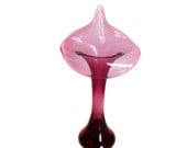 60s Vase. Vintage Jack in the Pulpit Ruby Red Glass Tulip Vase