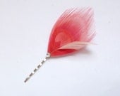 Peacock Bobby Pin - CORAL- Pink and Blush Peacock Hairpin for the Bridesmaids or Everyday