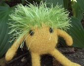 Gink, the eco-guy, knitted felted plush