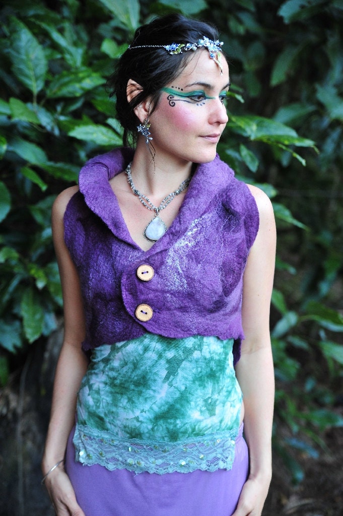 Felt Silk Corset Back Closure Pixie Fairy Vest OOAK