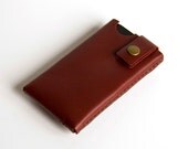 iPhone / iPod Touch / Smartphone Case - Hand Stitched Leather - Cherry Red - FREE SHIPPING