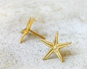 Starfish Gold Post Earrings-Gold on Brass-Smally size